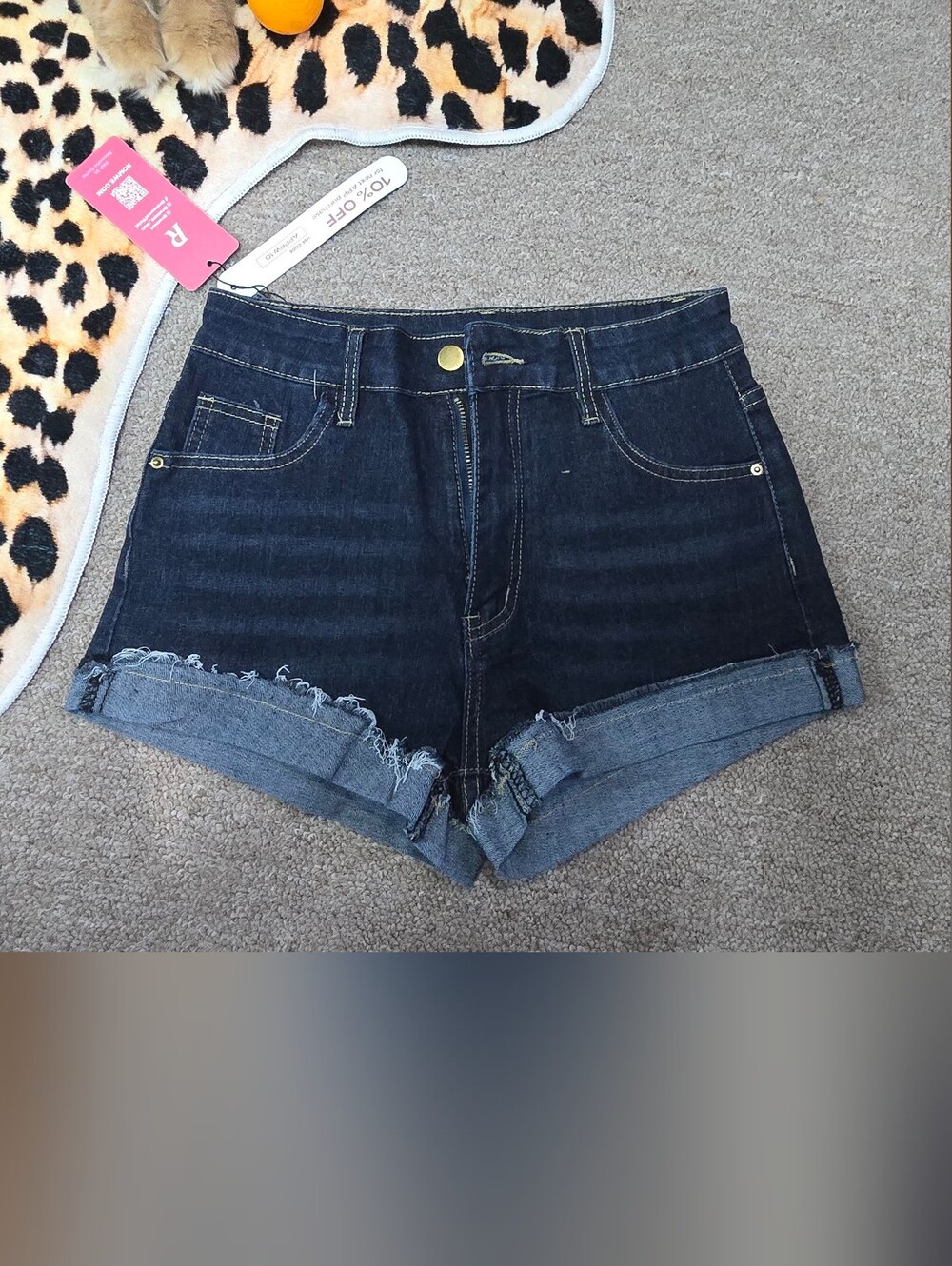 ROMWE Women's Dark Denim Cutoff Shorts